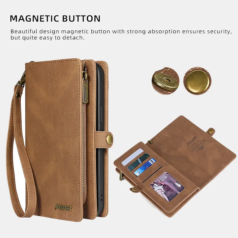 Compatible with iPhone 16/15/14 Phone Case Wallet Card Holder with Wrist Strap