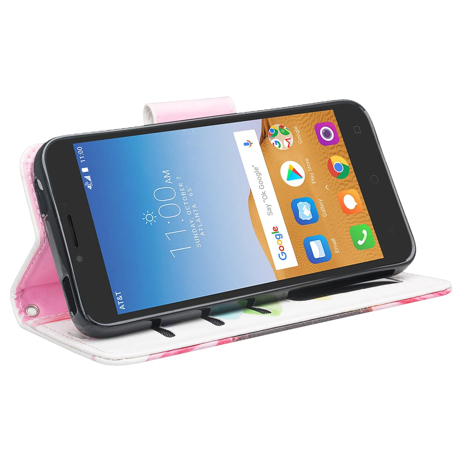 Coverlab Phone Cases for Alcatel Verso / Alcatel Tetra / Alcatel Raven LTE A574BL / Alcatel U50 5044S/ idealXCITE / CameoX 5044R Case [Kickstand] Leather Wallet Case Protective Pouch - Sun Flower