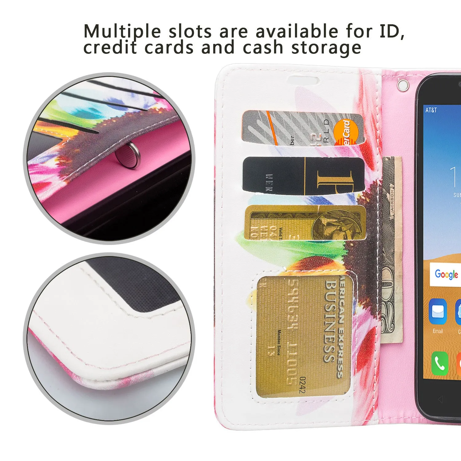 Coverlab Phone Cases for Alcatel Verso / Alcatel Tetra / Alcatel Raven LTE A574BL / Alcatel U50 5044S/ idealXCITE / CameoX 5044R Case [Kickstand] Leather Wallet Case Protective Pouch - Sun Flower