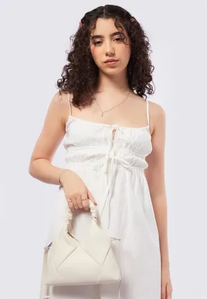 Cream Faux Leather Quilted Bag