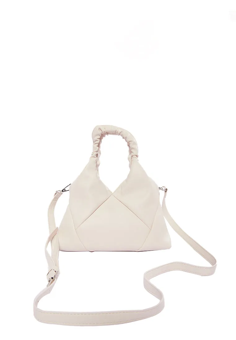 Cream Faux Leather Quilted Bag
