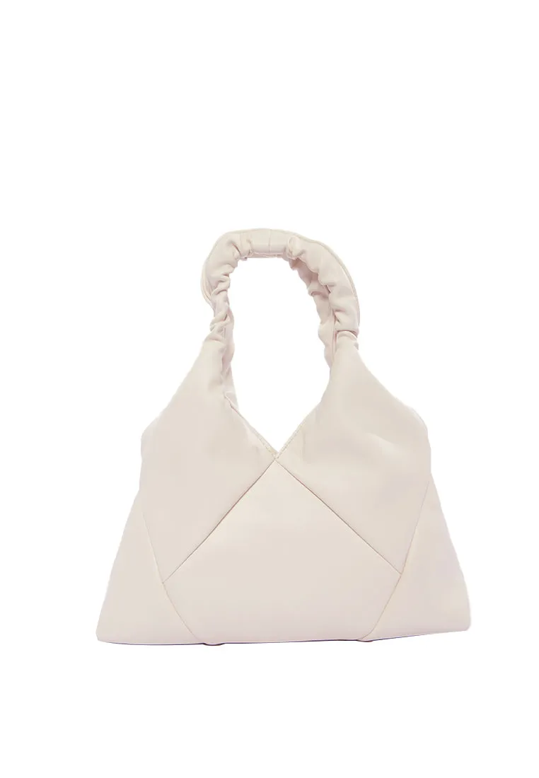 Cream Faux Leather Quilted Bag