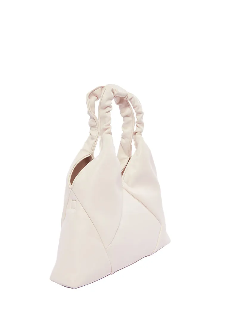 Cream Faux Leather Quilted Bag