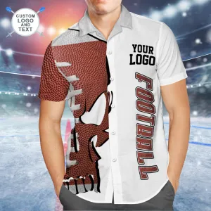 Custom Logo And Text Hawaiian Shirt Men's All Over Print Aloha Shirt Team Shirt - American Footbal