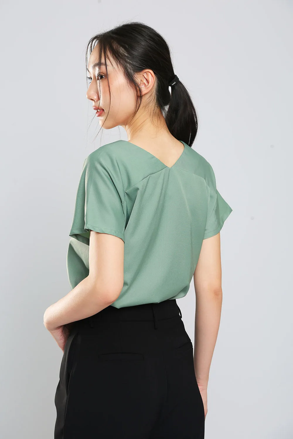 Danna V-Neck Top in Sage