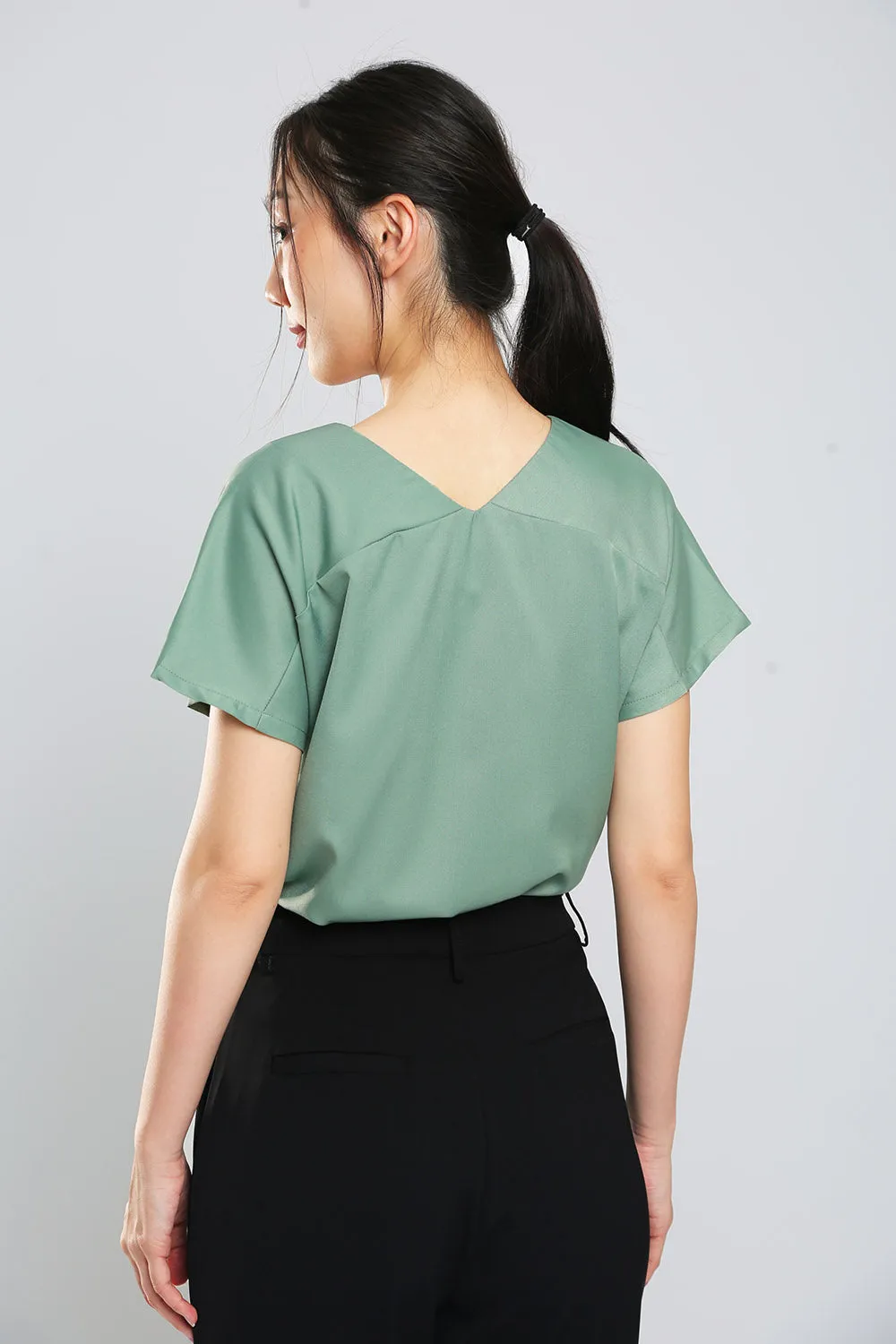 Danna V-Neck Top in Sage