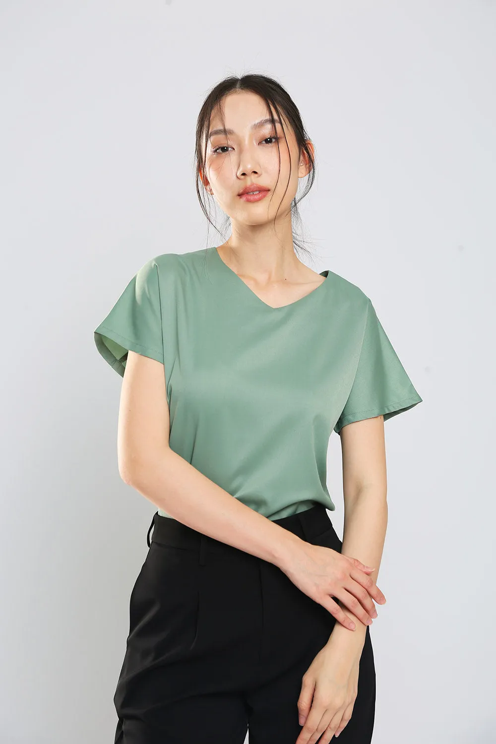 Danna V-Neck Top in Sage