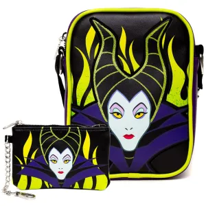 Disney Bag and Wallet Combo, Sleeping Beauty Maleficent Pose Close Up, Vegan Leather