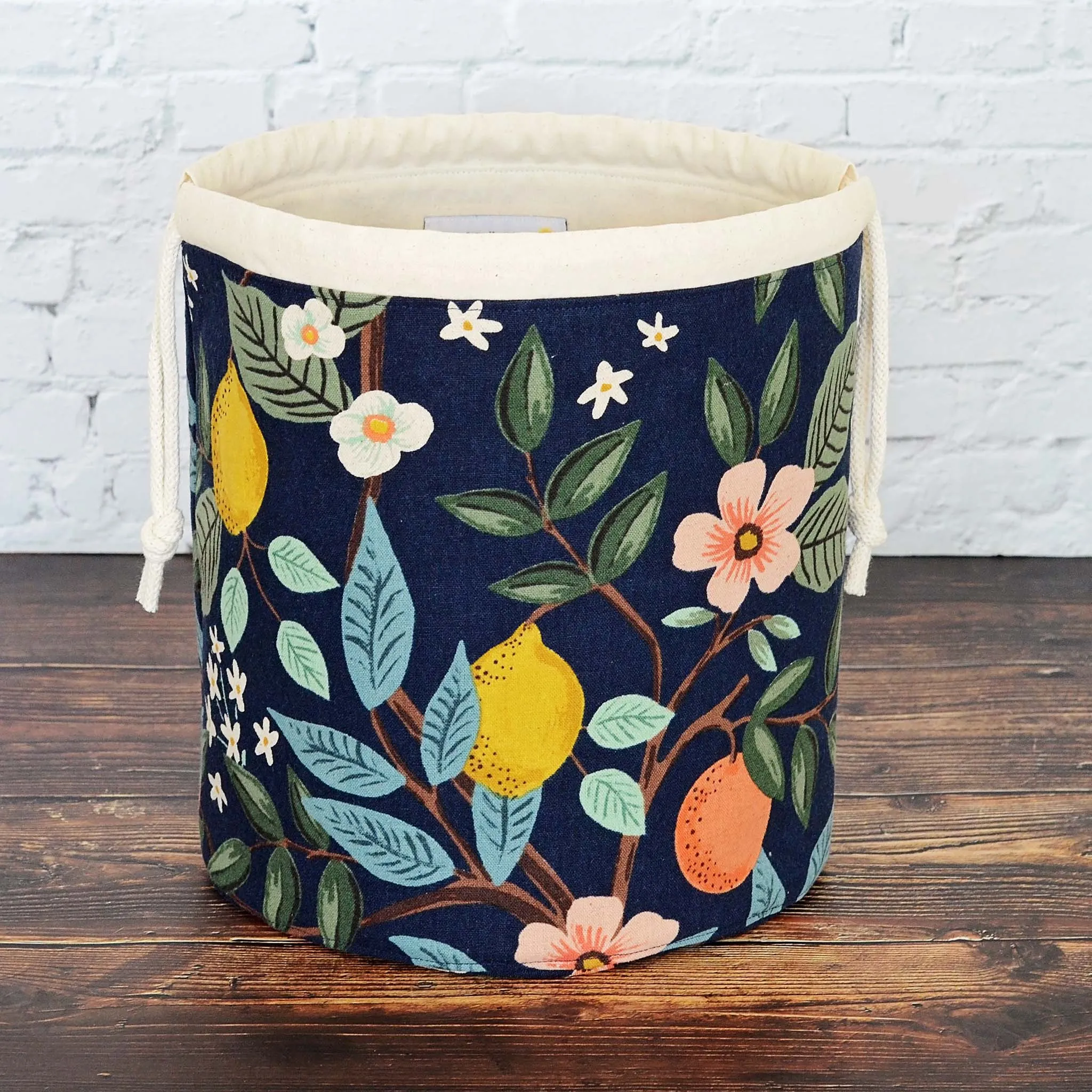 Drawstring Bucket Style Project bag in Bramble Canvas by Rifle Paper Co.