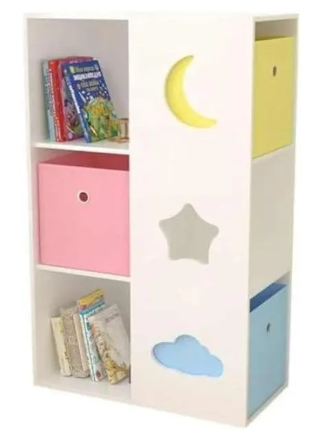 Dreeba Toys Bundles 3-in-1 Grey - Dreeba Kids Toy Organizer With 9 Storage Fabric Bins Grey, Dreeba Wooden Playroom Furniture Toy Organizer with Book Storage Cabinet & Dreeba Practical And Attractive Childrens Storage Box With Castors