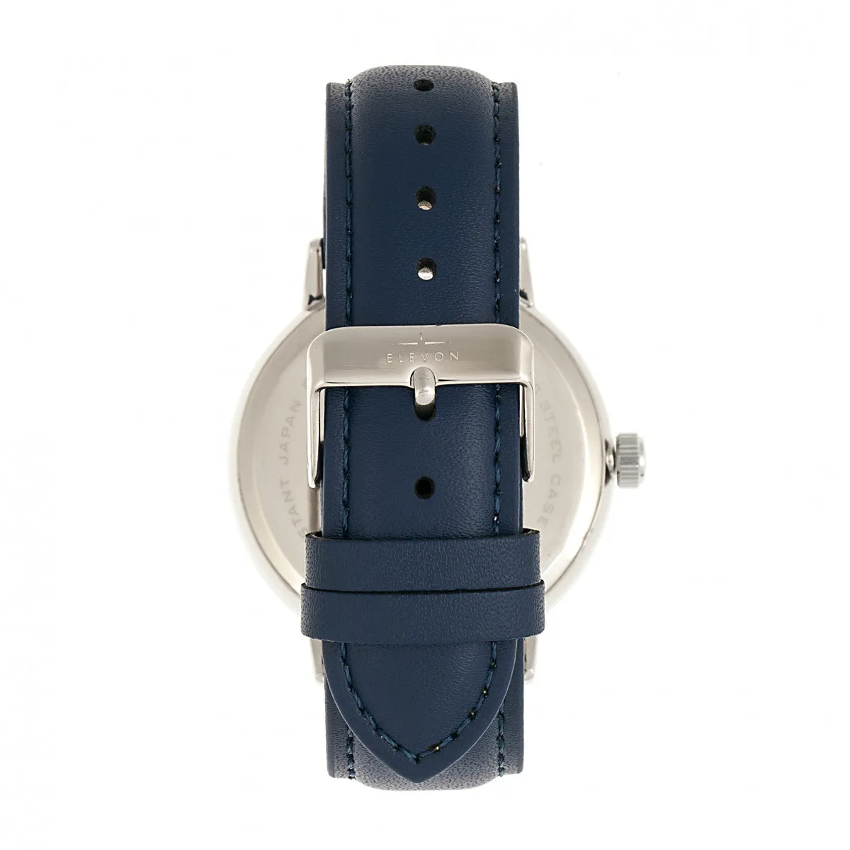 Elevon Vin Leather-Band Watch w/Date - Silver/Blue