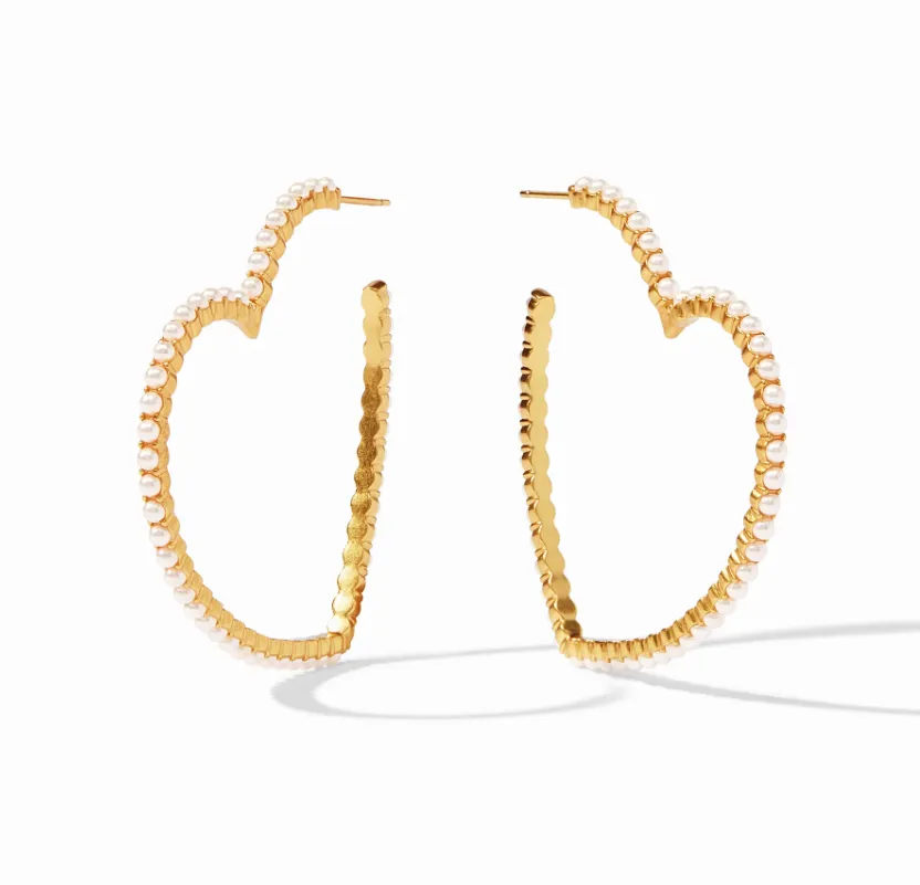 Esme Heart Pearl Hoop Gold Pearl Large