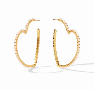Esme Heart Pearl Hoop Gold Pearl Large