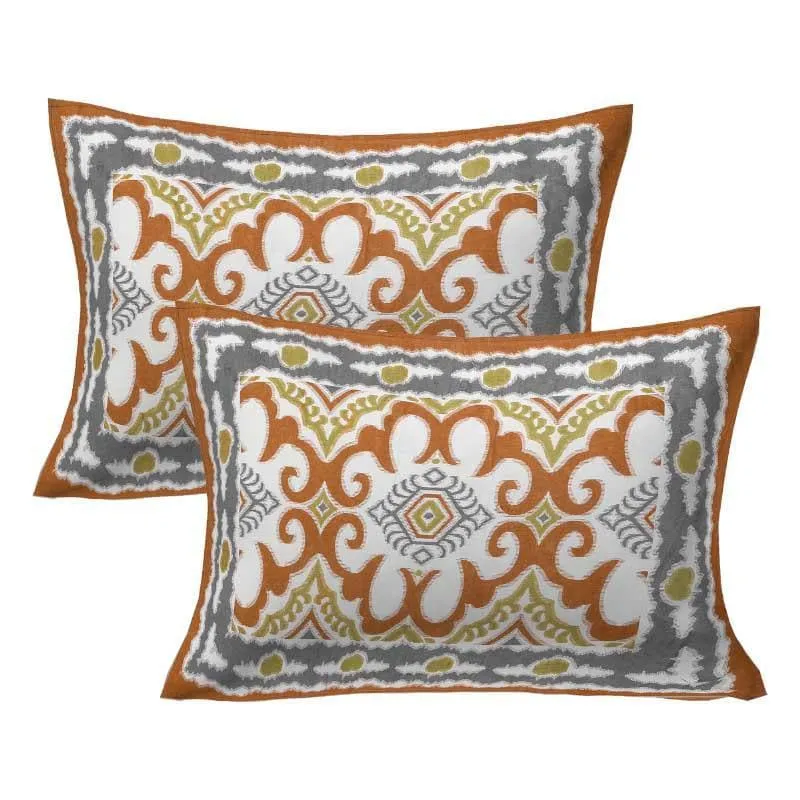 Ethnochic Printed Bedsheet - Orange