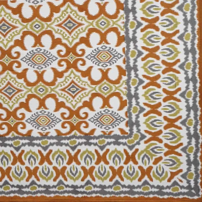 Ethnochic Printed Bedsheet - Orange