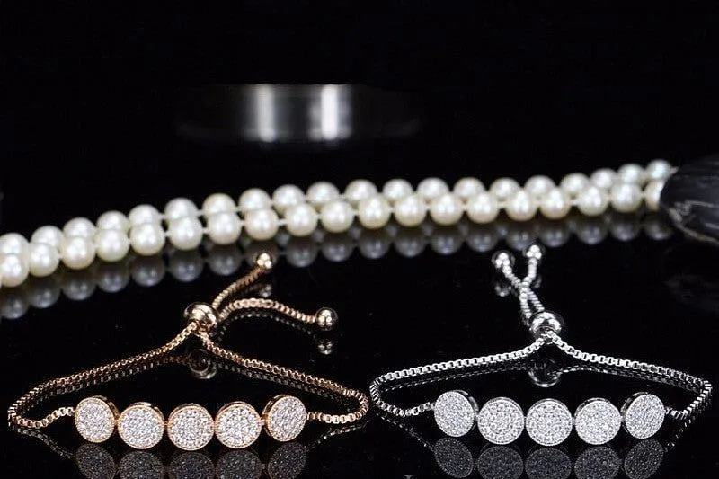 European Round Pave Micro Cz Diamond Slider Bracelet