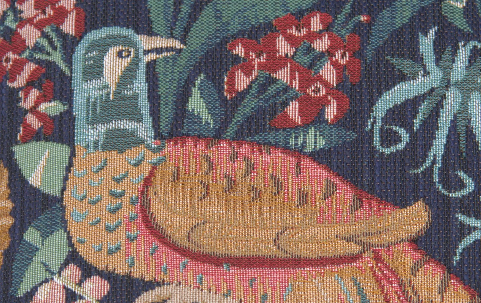Faisan Bleu French Tapestry Cushion by William Morris
