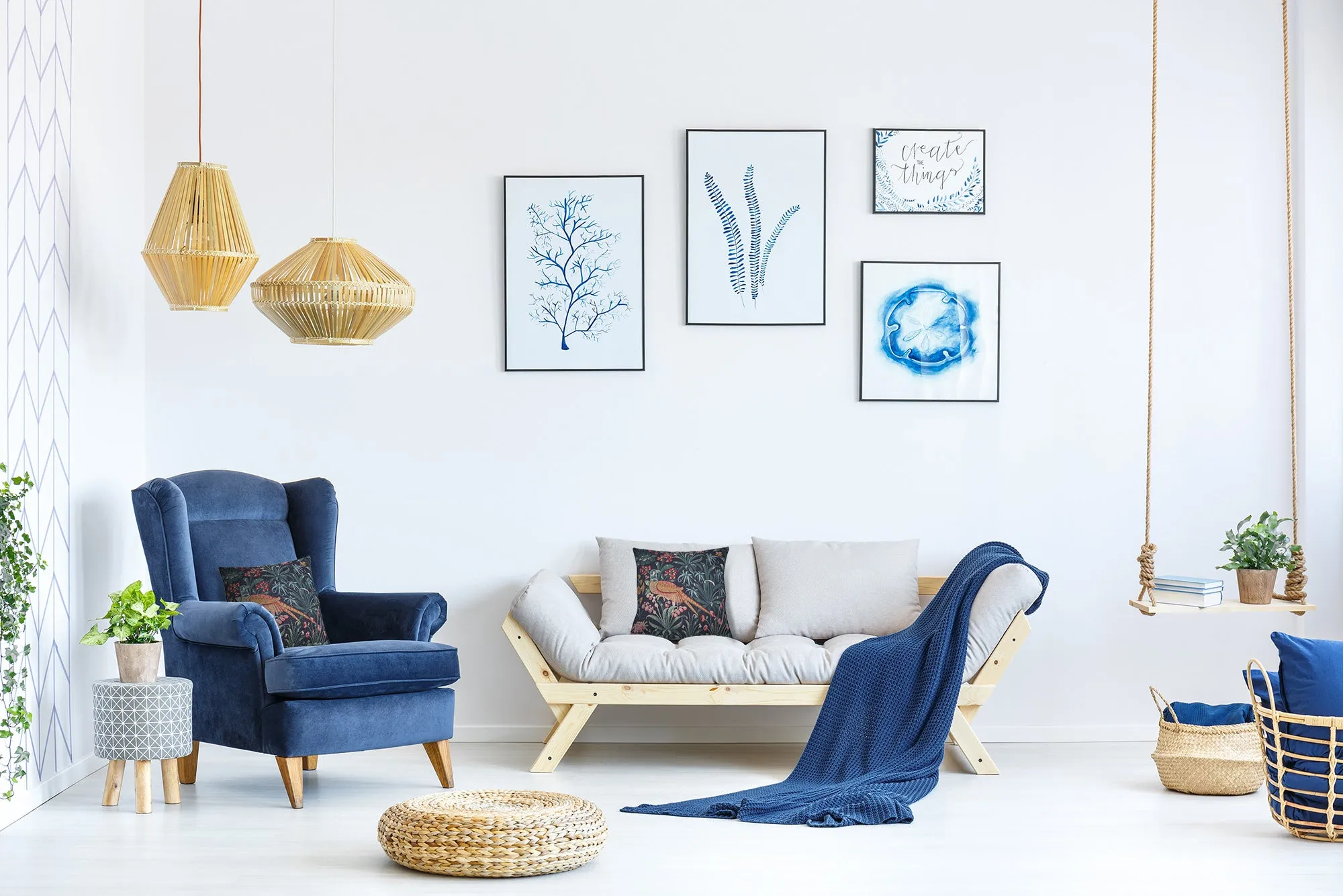 Faisan Bleu French Tapestry Cushion by William Morris