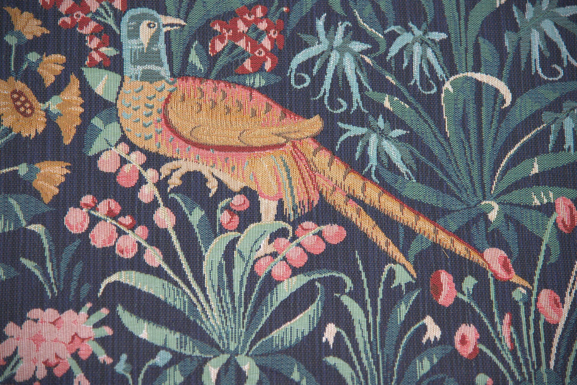 Faisan Bleu French Tapestry Cushion by William Morris