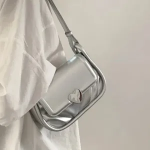 Faux Leather Heart Buckled Flap Crossbody Bag Faux Leather Heart Buckled Flap Crossbody Bag