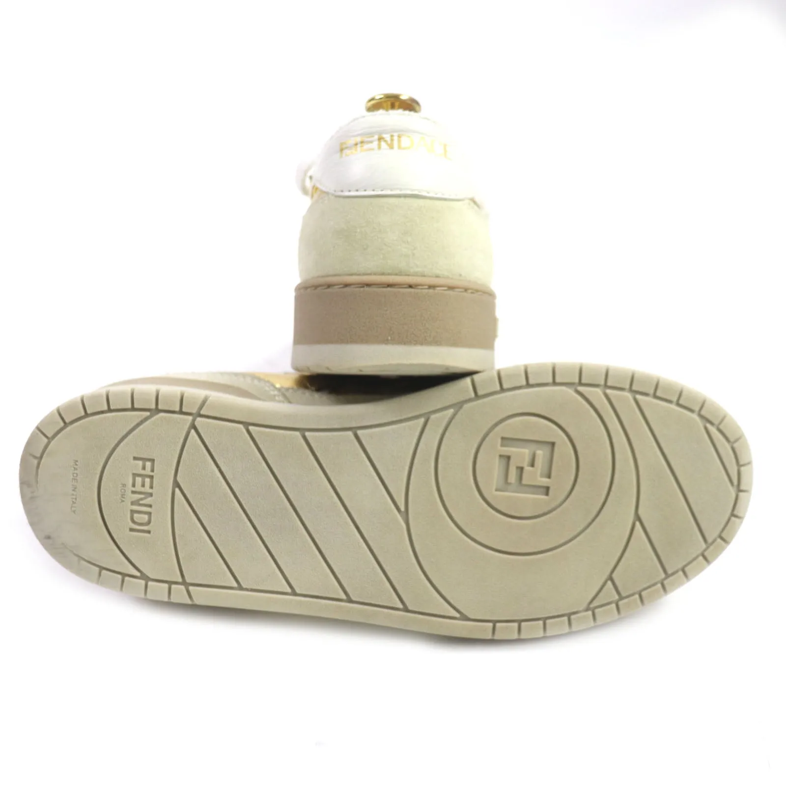 FENDI Low cut sneakers 7E1538 Main: Suede Beige gold MATCH mens 6 Used