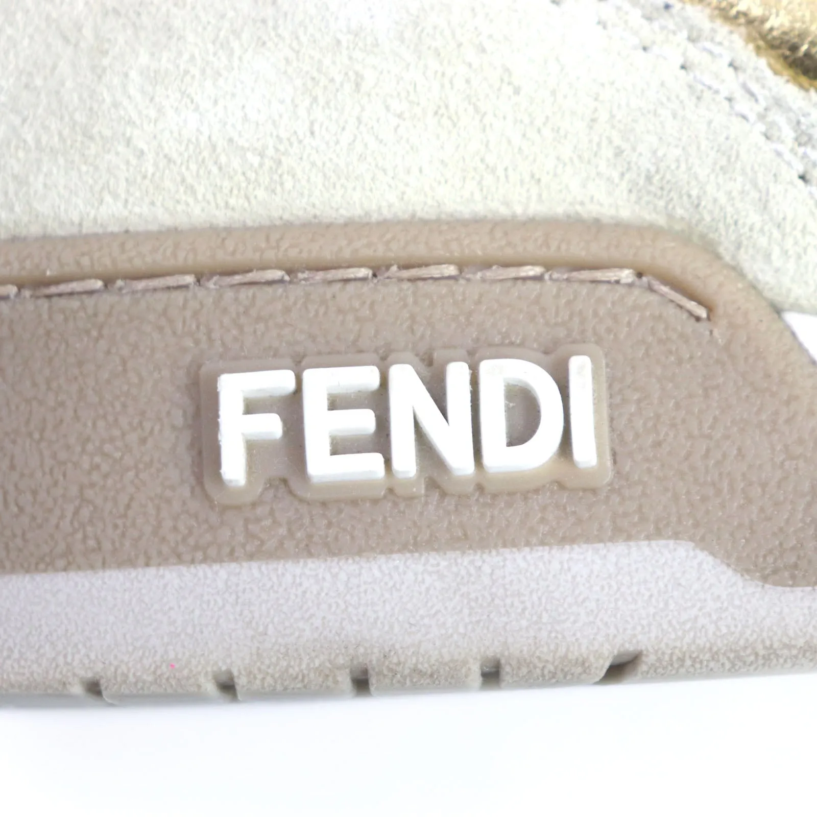 FENDI Low cut sneakers 7E1538 Main: Suede Beige gold MATCH mens 6 Used