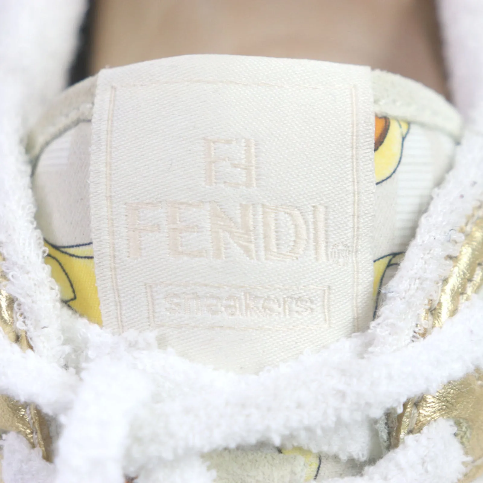 FENDI Low cut sneakers 7E1538 Main: Suede Beige gold MATCH mens 6 Used