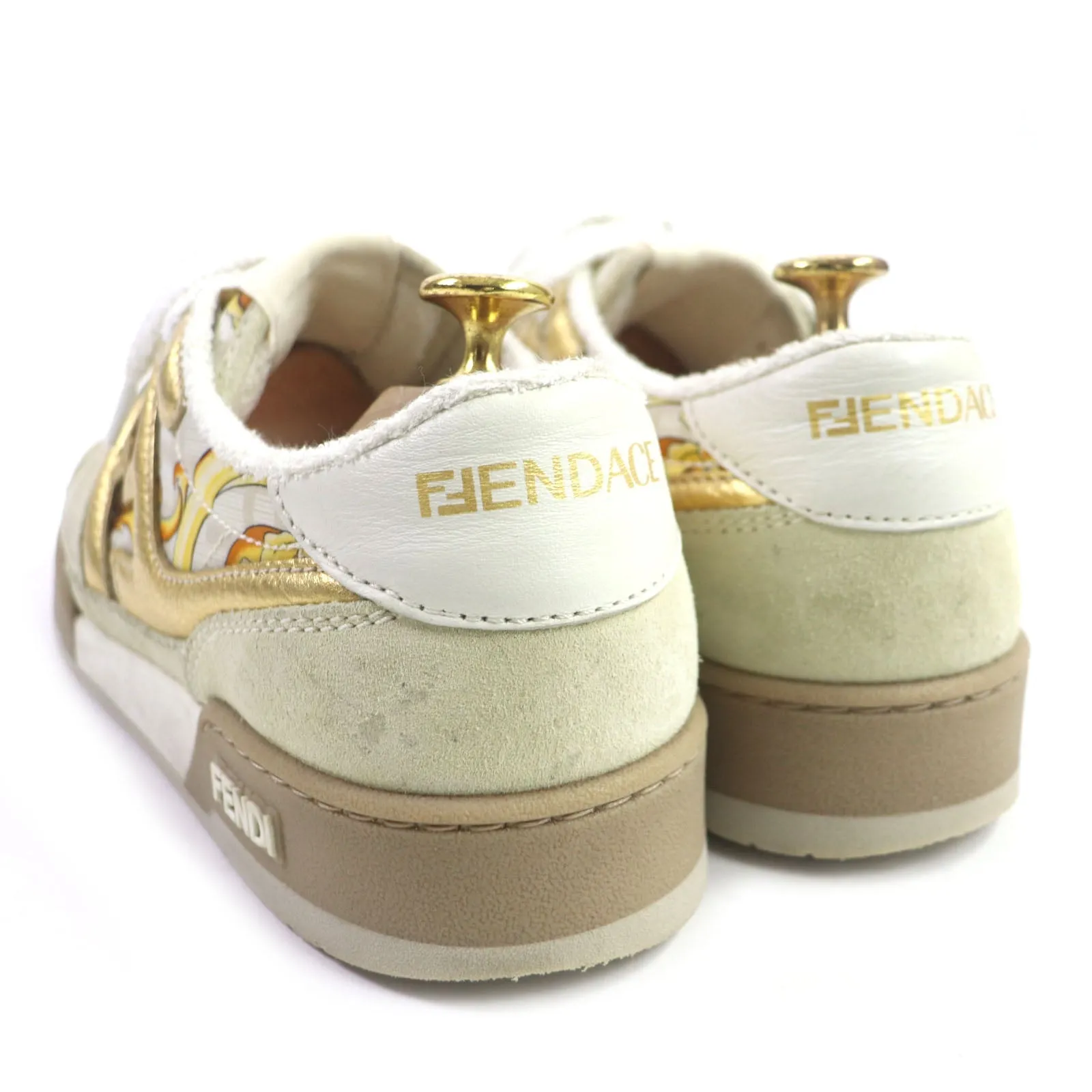 FENDI Low cut sneakers 7E1538 Main: Suede Beige gold MATCH mens 6 Used