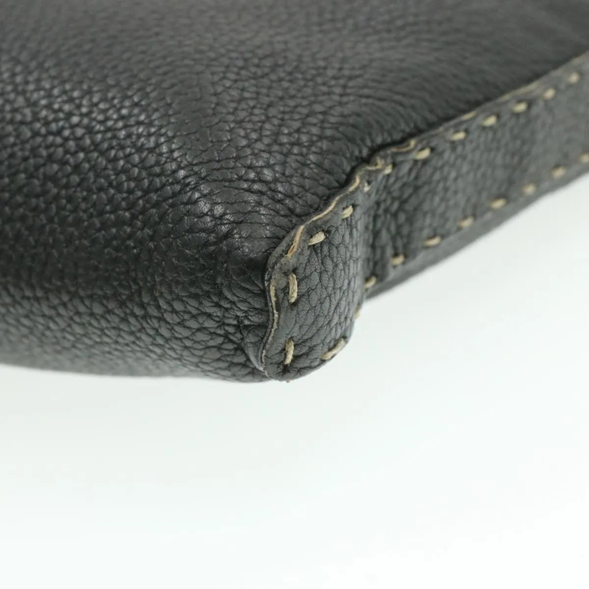 FENDI Shoulder Bag Leather Black Auth rd1013