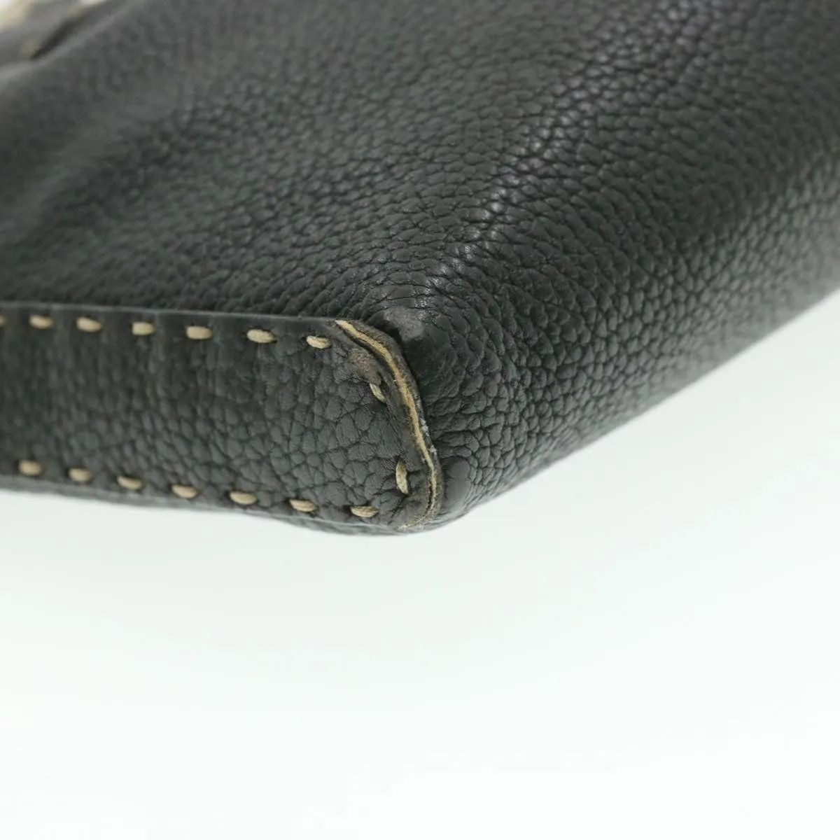 FENDI Shoulder Bag Leather Black Auth rd1013