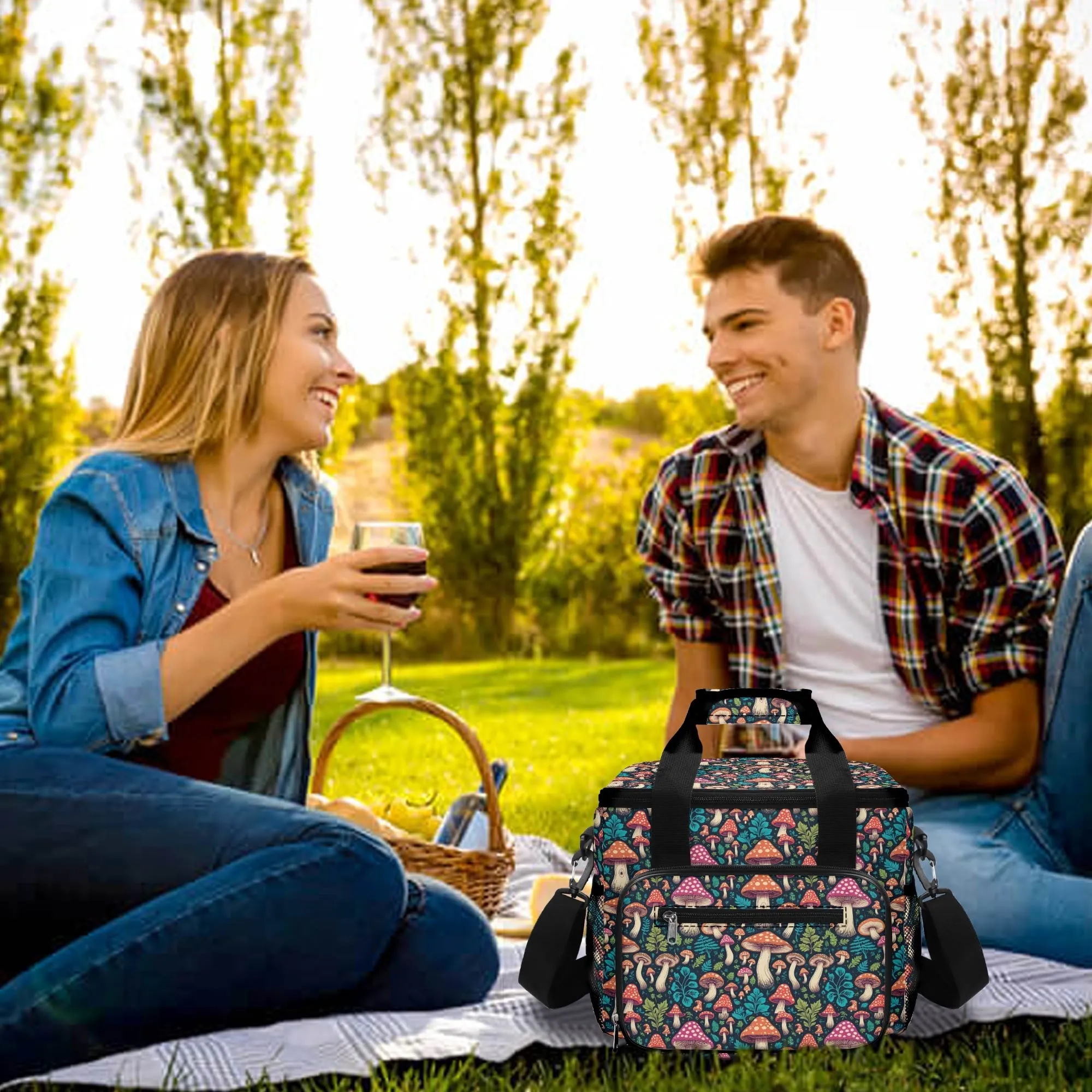 Forest Shrooms Insulated Leakproof Cooler Bag Lunch Box