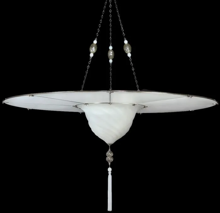 Fortuny Style Ceiling Light In White Venetian Glass