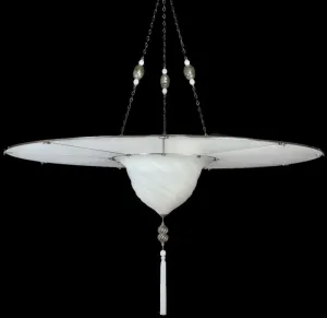 Fortuny Style Ceiling Light In White Venetian Glass