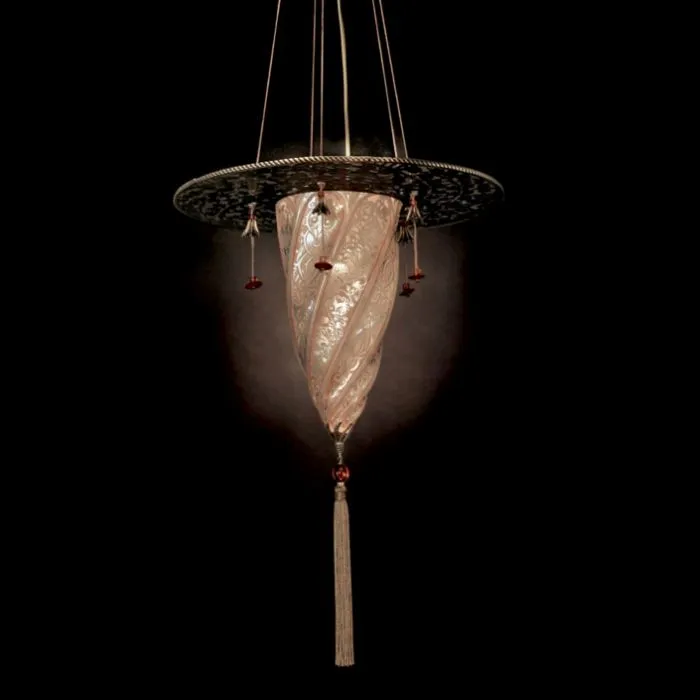 Fortuny-Style Murano Pendant Light In 7 Glass Colours