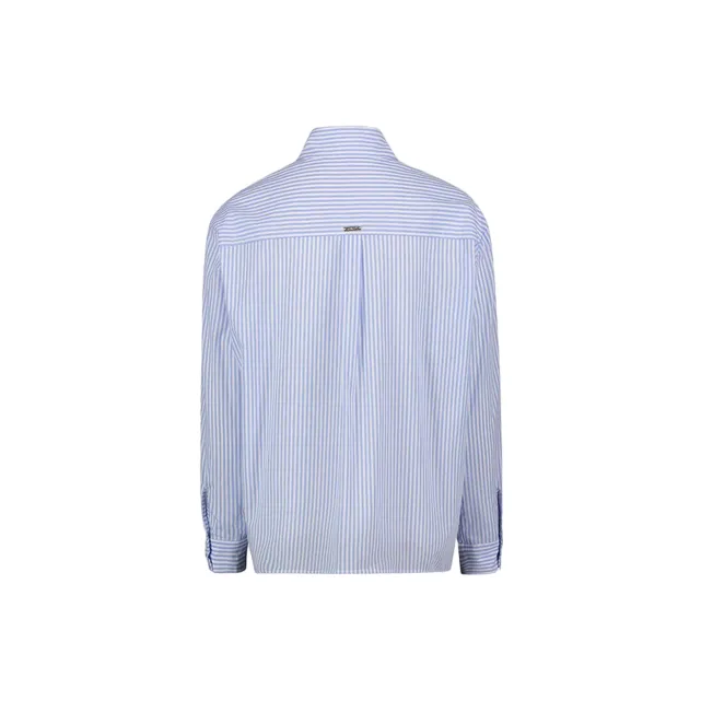 Gaudì camicia da donna manica lunga con pizzo a righe celeste bianco