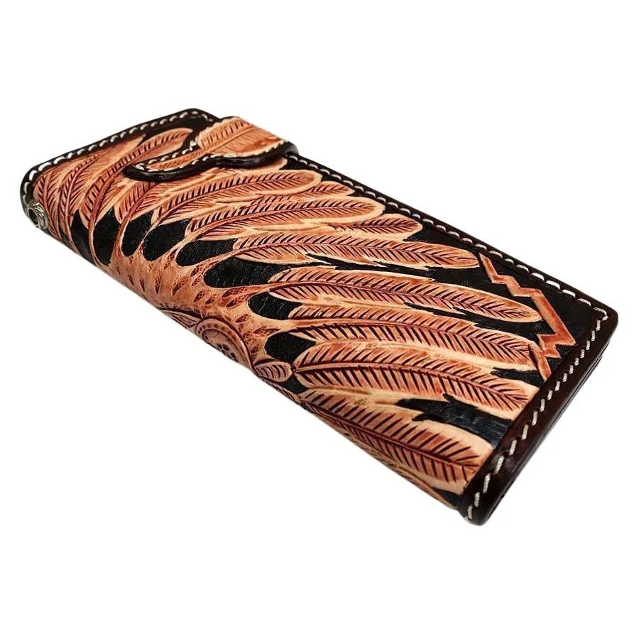 Genuine Leather Indian Skull Biker Wallet