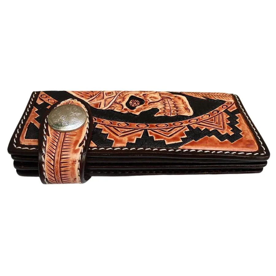 Genuine Leather Indian Skull Biker Wallet