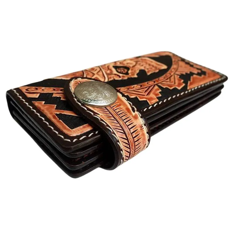 Genuine Leather Indian Skull Biker Wallet
