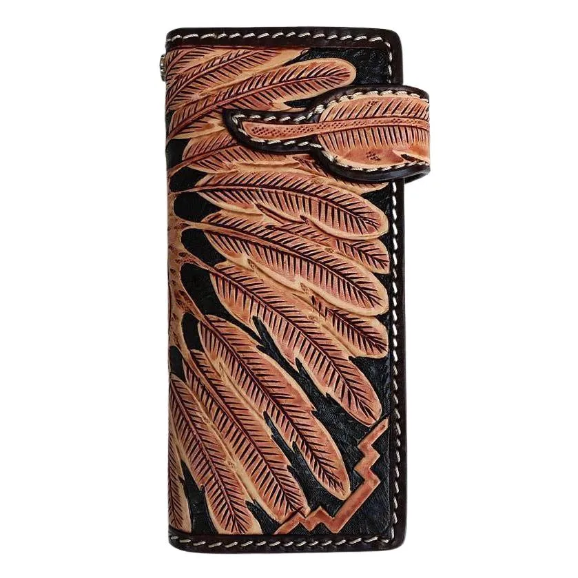Genuine Leather Indian Skull Biker Wallet