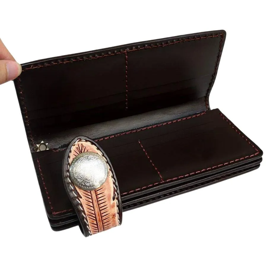 Genuine Leather Indian Skull Biker Wallet