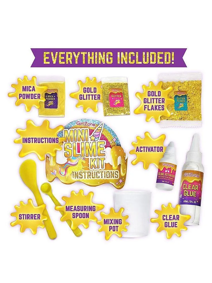 GirlZone Glittering Gold Mini Slime Kit - Gold