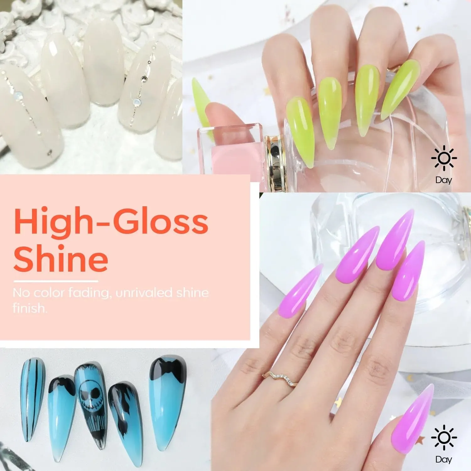 Glow in the Dark - 6 Colors Luminous Poly Nail Gel Kit