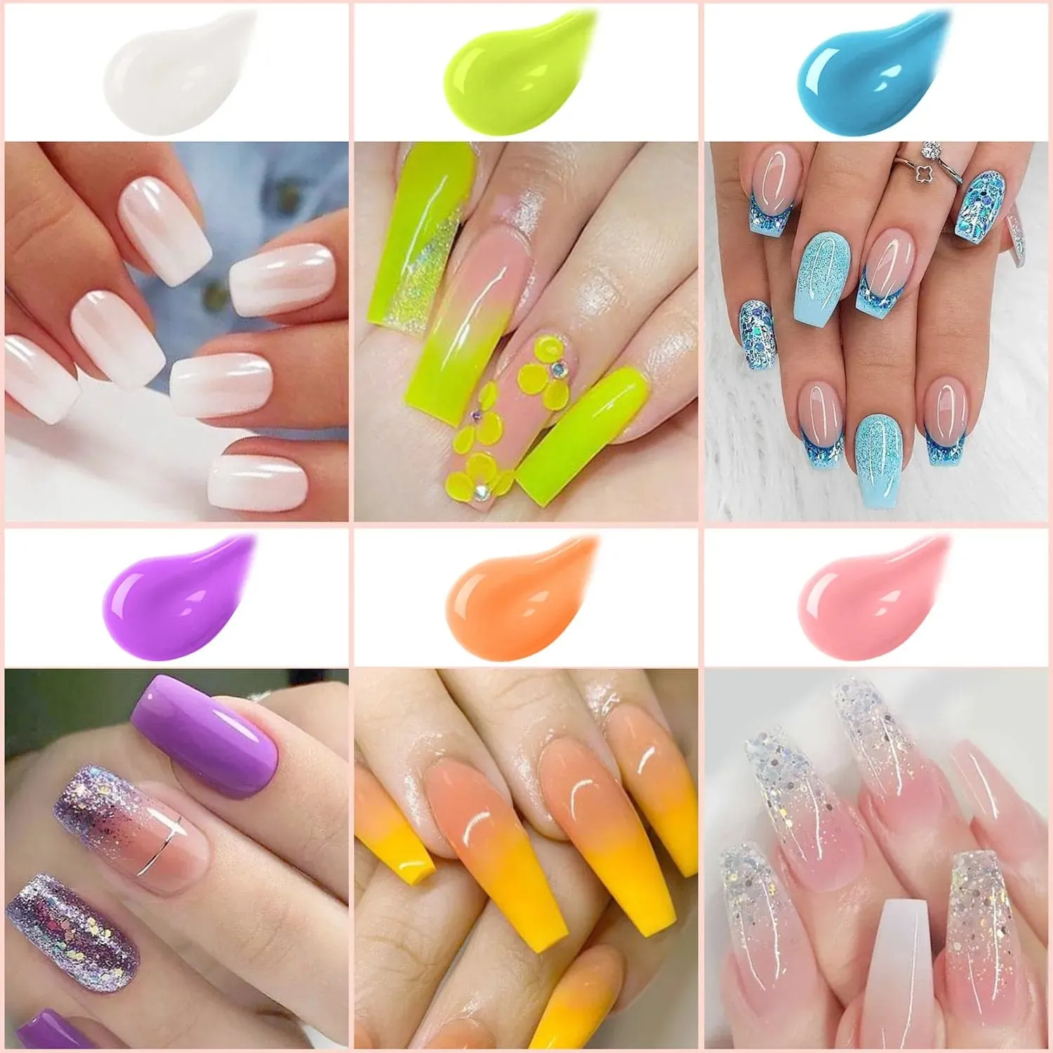 Glow in the Dark - 6 Colors Luminous Poly Nail Gel Kit