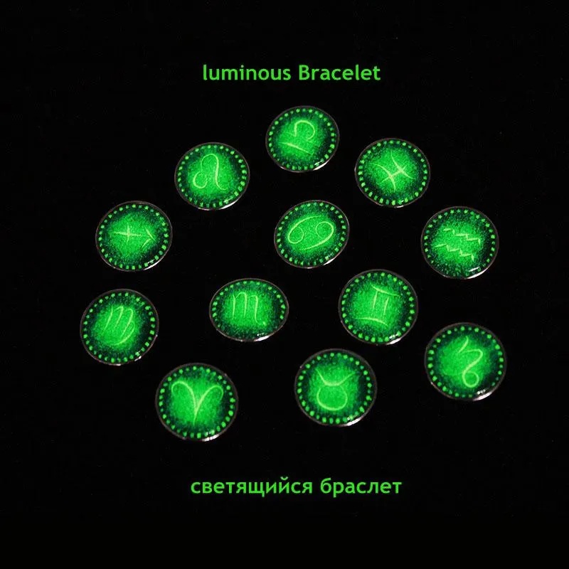 Glow in the Dark Zodiac Sign Leather Bracelet