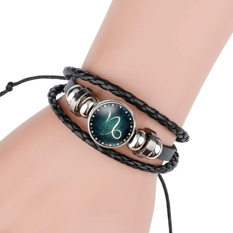 Glow in the Dark Zodiac Sign Leather Bracelet
