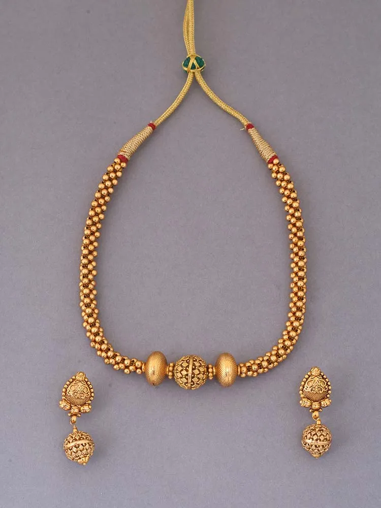 Golden Draupadi Temple Jewellery Set