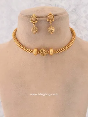 Golden Draupadi Temple Jewellery Set
