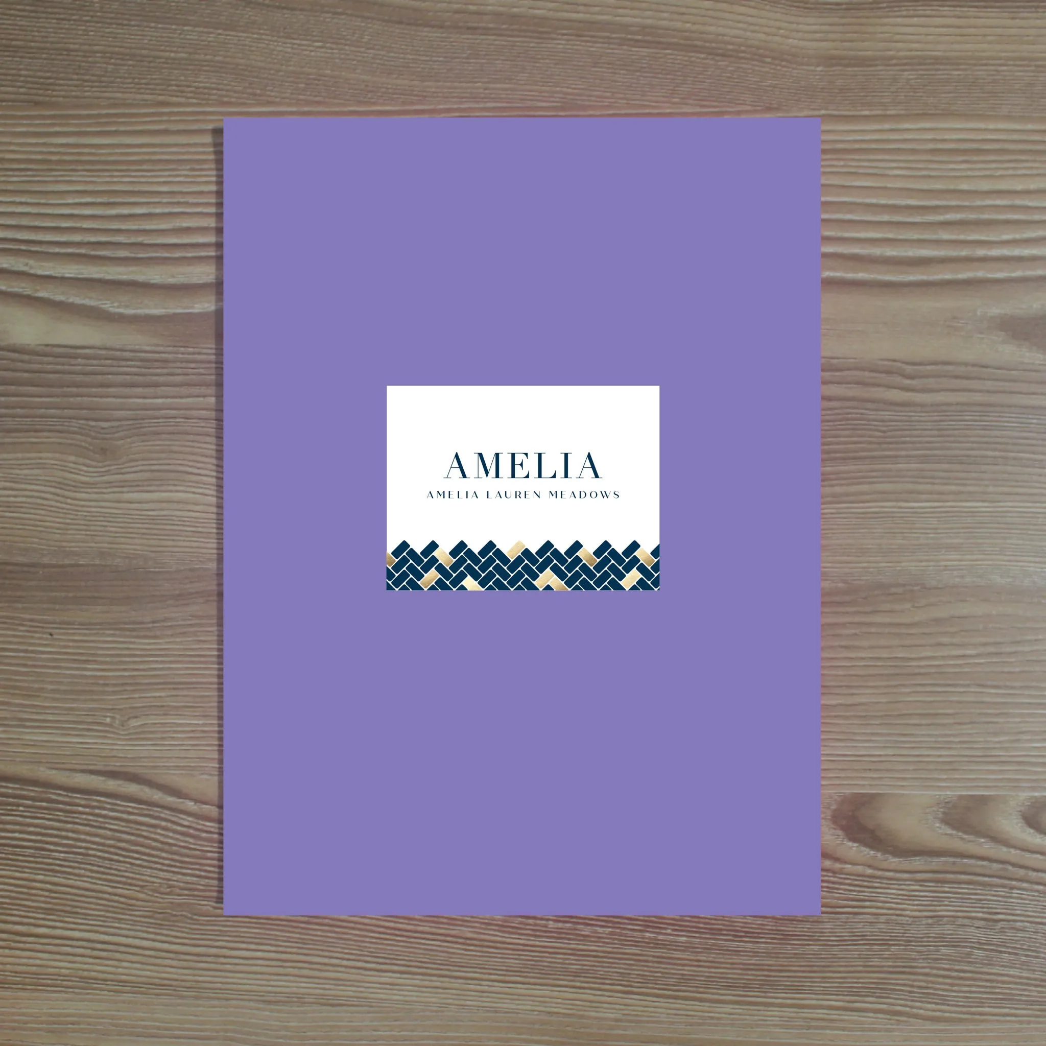 Golden Herringbone Personalized Folder Stickers