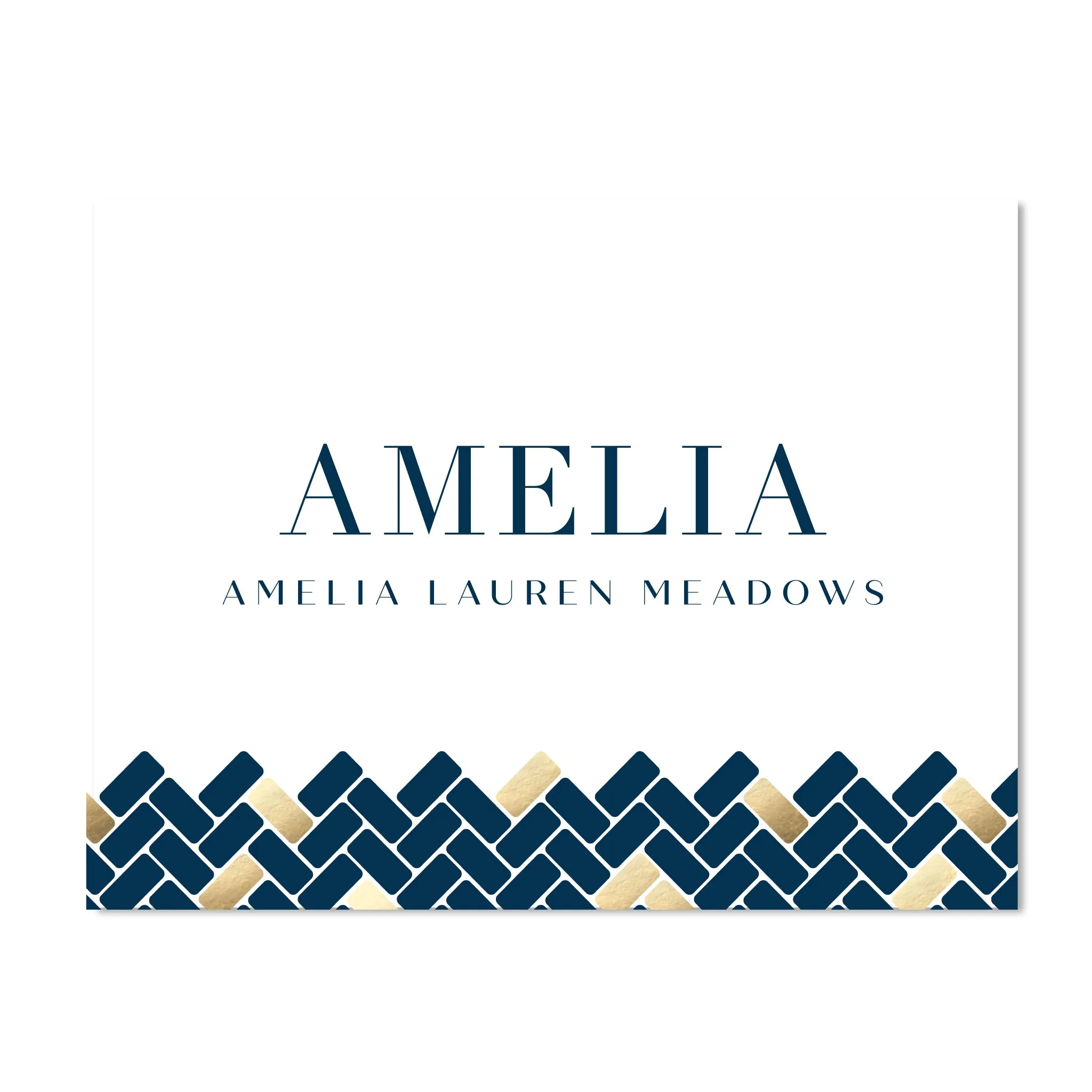Golden Herringbone Personalized Folder Stickers