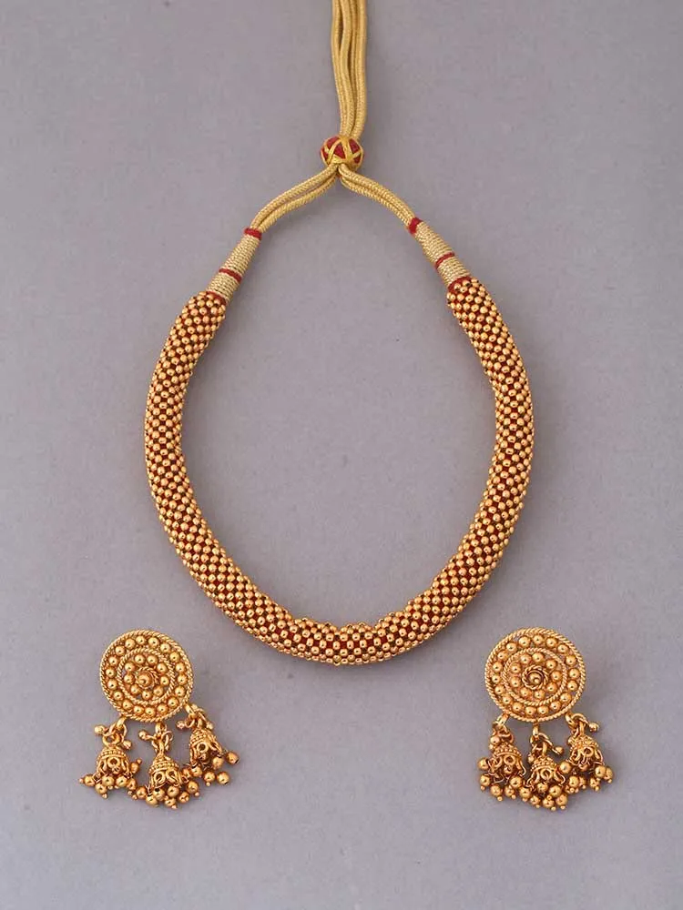 Golden Jatayu Temple Jewellery Set